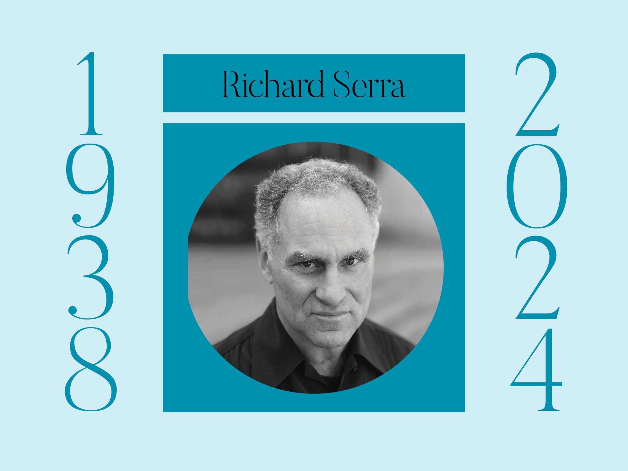 A black and white headshot of Richard Serra.