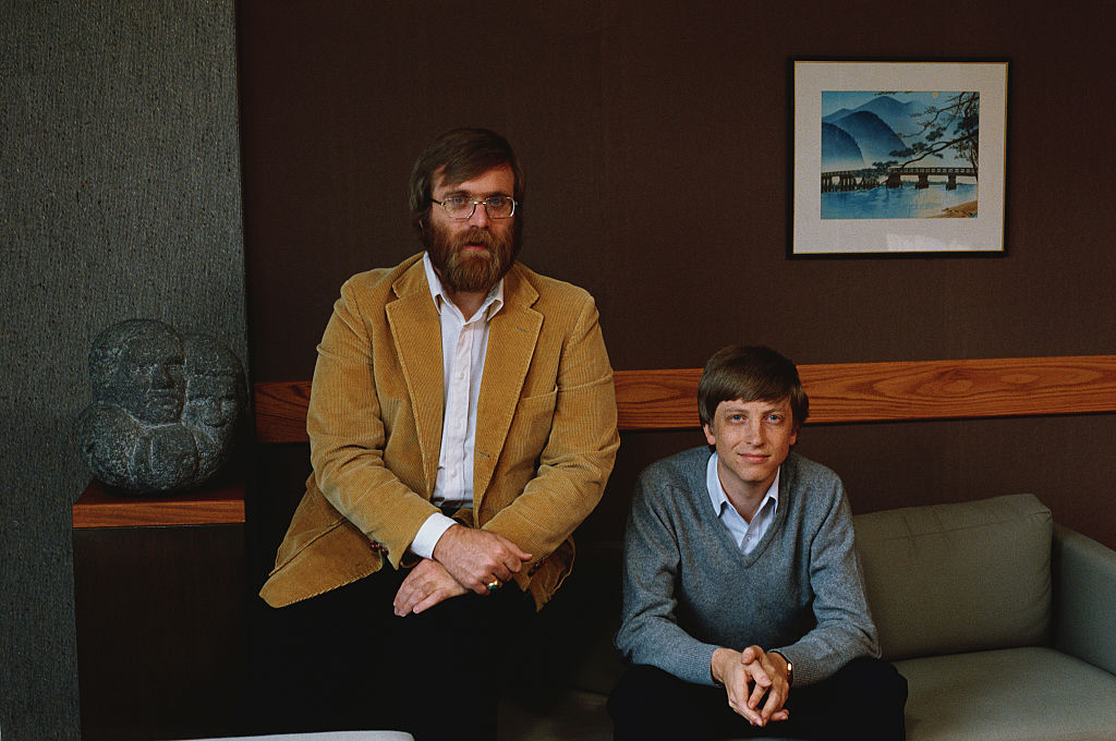 Microsoft Co-founders Bill Gates and Paul Allen pose for a portrait in 1984 in Seattle, Washington. (Photo by © Doug Wilson/CORBIS/Corbis via Getty Images)